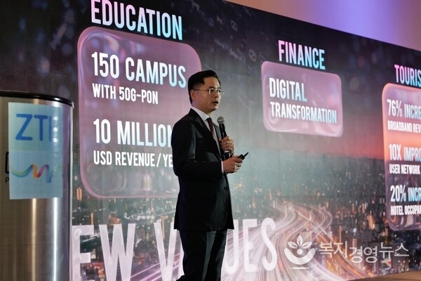 기조 연설을 하는 ZTE 해외사업부 사장 샤오밍(Xiao Ming)